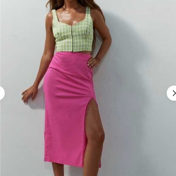 Zara Dresses & Skirts - Zara Pink Beaded Midi Skirt